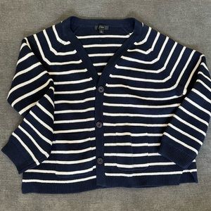 J Crew V-neck cardigan sweater in stripe ASO Meghan Markle EUC